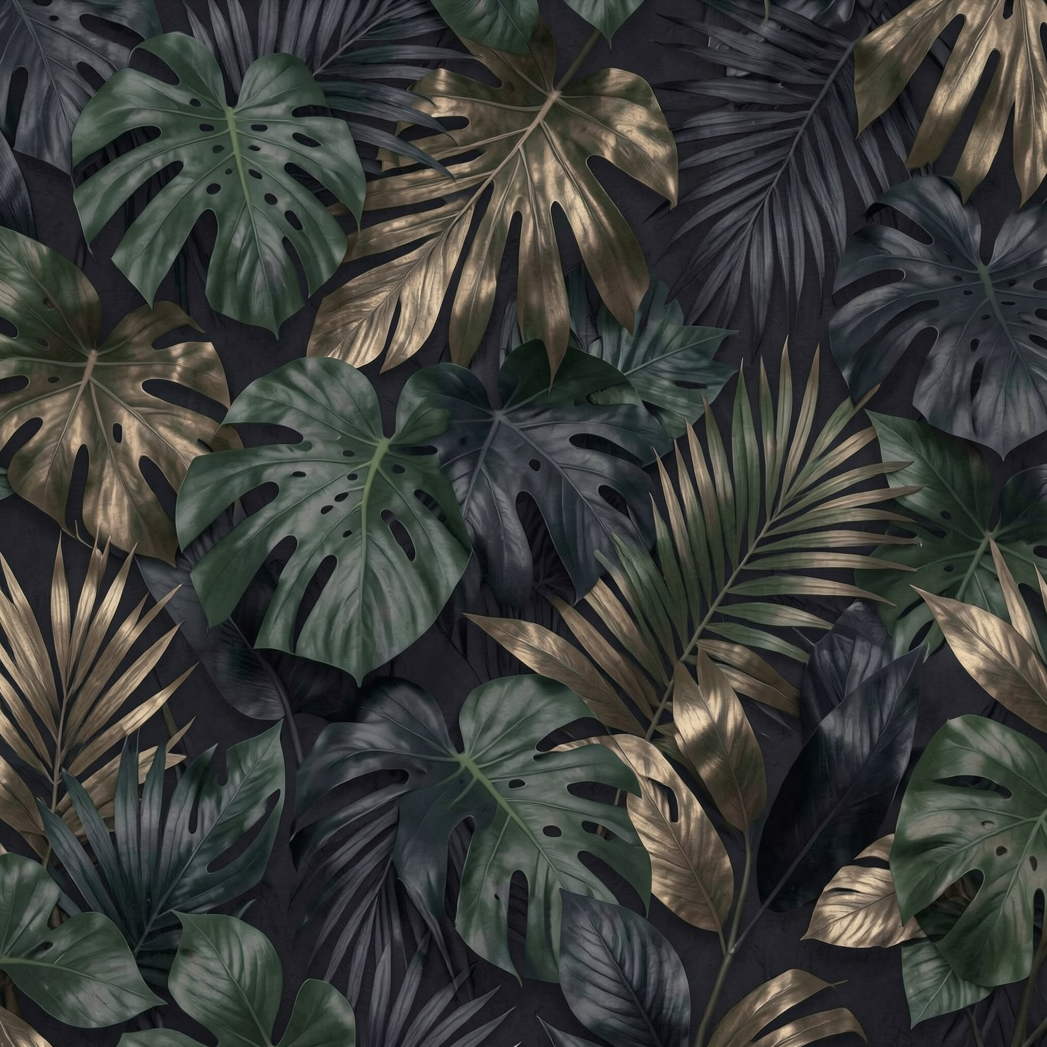 Tropical Leaves Wall Mural – Dark Botanical Wallpaper Australia