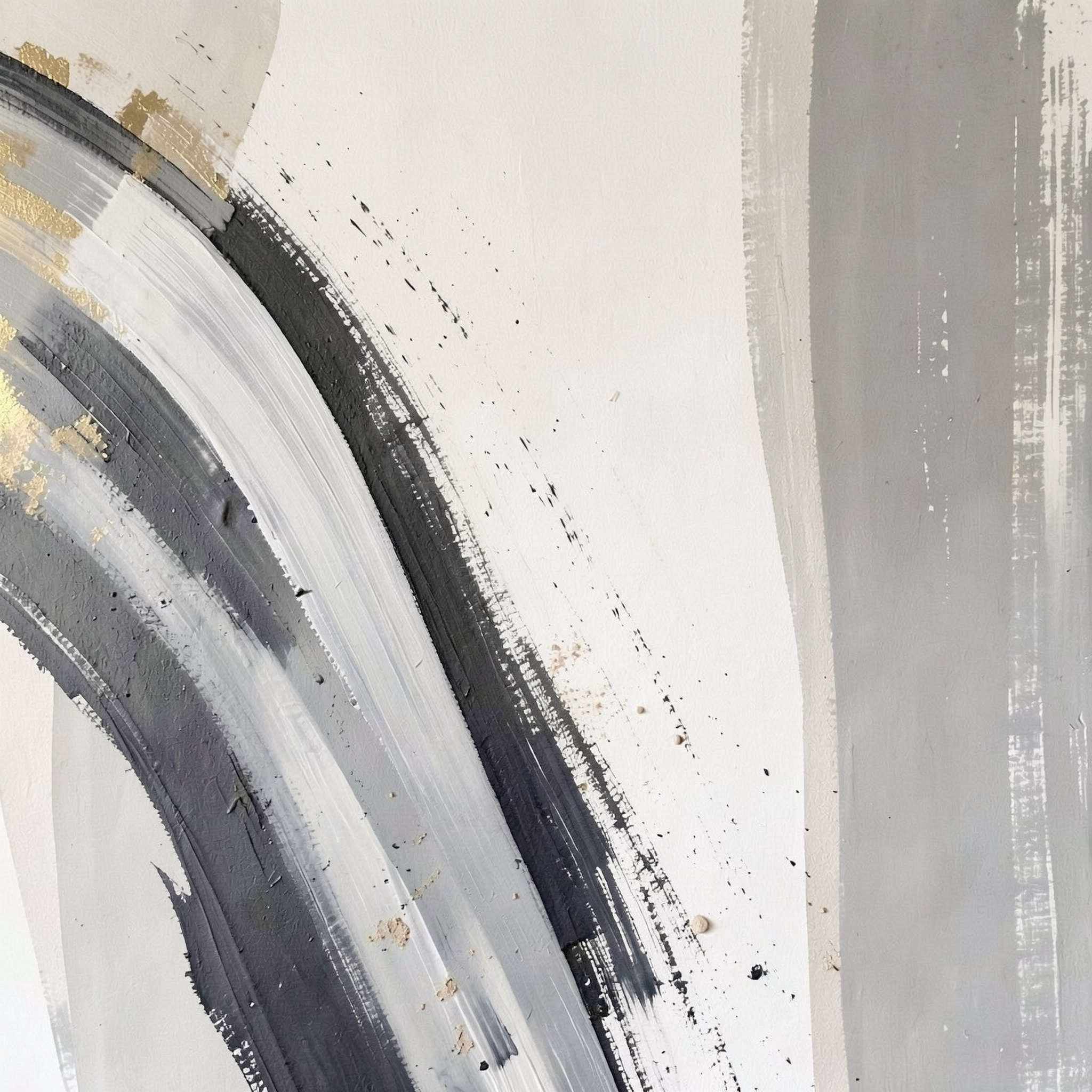 Abstract Expressionist Wall Mural – Neutral Grey & Gold Wallpaper