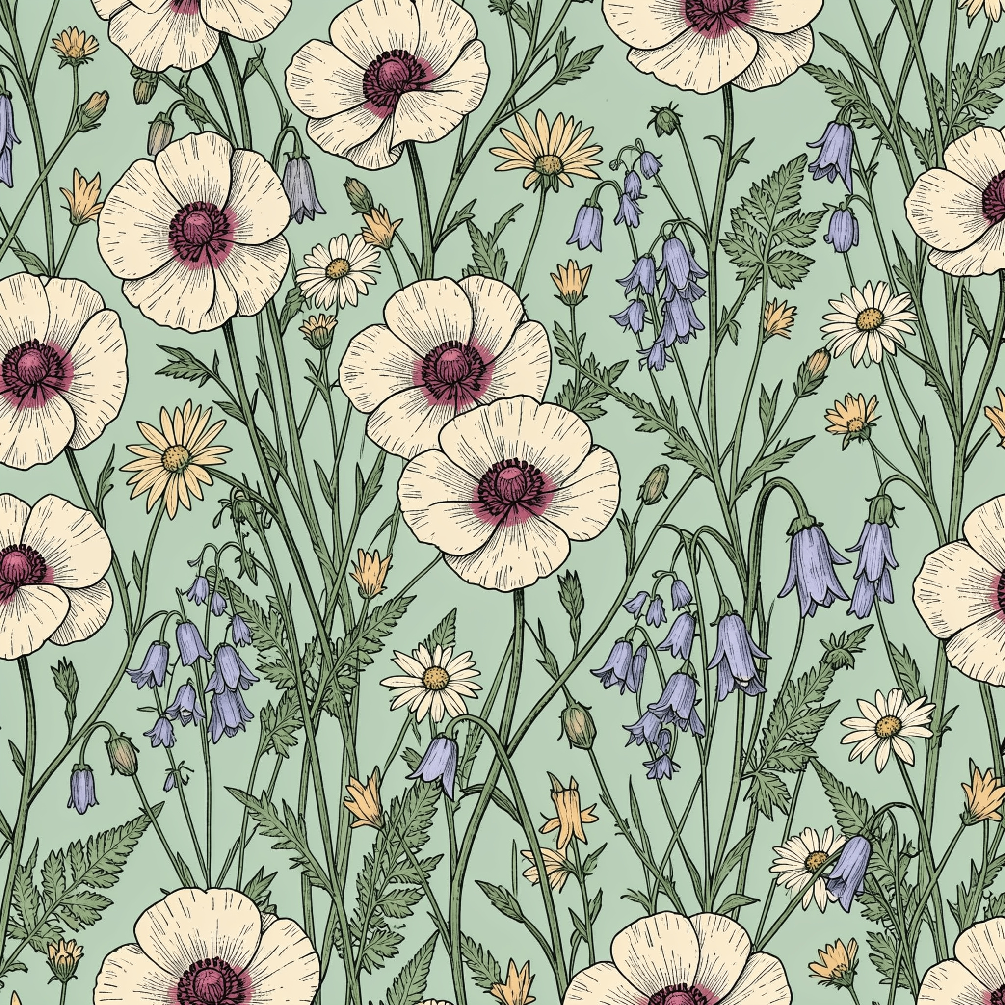 Vintage Wildflower Wall Mural – Botanical Wallpaper Australia